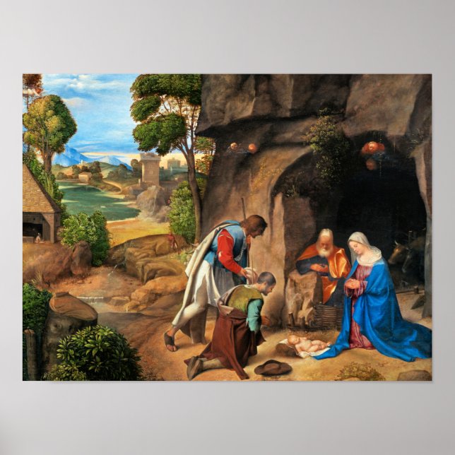 Giorgione - Die Verehrung der Hirten Poster (Vorne)