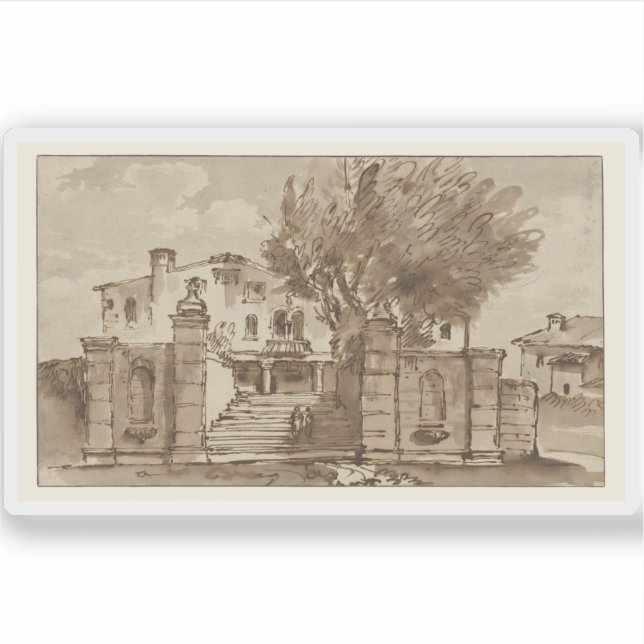 Giovanni Battista Tiepolo - Aussicht auf eine Vill Aufkleber (Vorderseite)