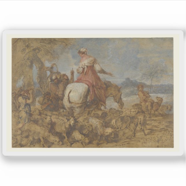 Giovanni Benedetto Castiglione - Pastorale Reise Aufkleber (Vorderseite)