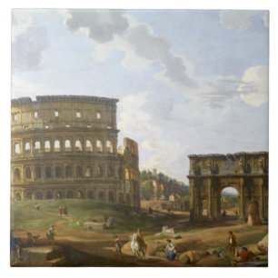 Giovanni Paolo Panini Blick auf das Kolosseum Fliese