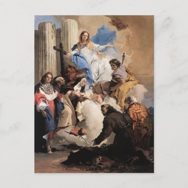 Giovanni Tiepolo - Die Jungfrau mit sechs Heiligen Postkarte (Vorderseite)