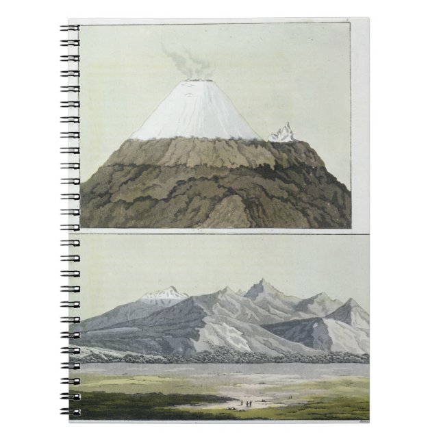 Gipfel von Cotopaxi (Spitze) und die Eruption von Notizblock (Vorderseite)