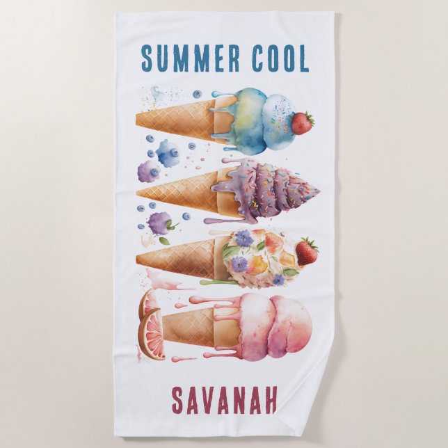 GIPFELFARBENE ICE CREAM CONES STRANDTUCH (Vorderseite)