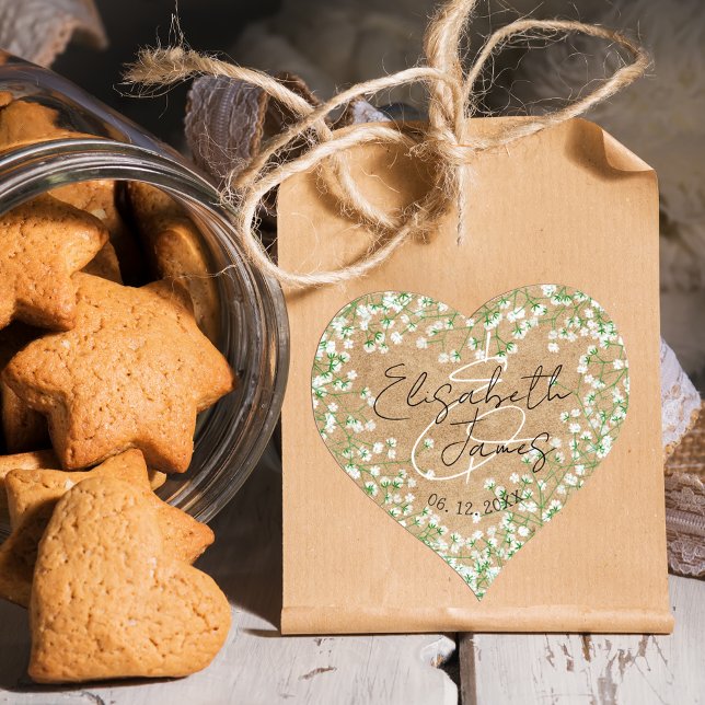 Gipskraut Aquarell Blume Rustic Boho Chic Herz-Aufkleber (Von Creator hochgeladen)