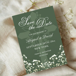 Gipskraut auf Sage Green Wedding Save the Date