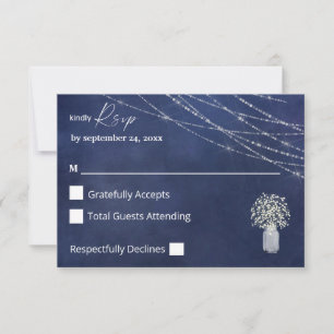 Gipskraut, B Chalk & String Lights on Meal RSVP Karte