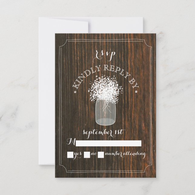Gipskraut Barn Wood Mason Jar UAWG RSVP Karte (Vorderseite)