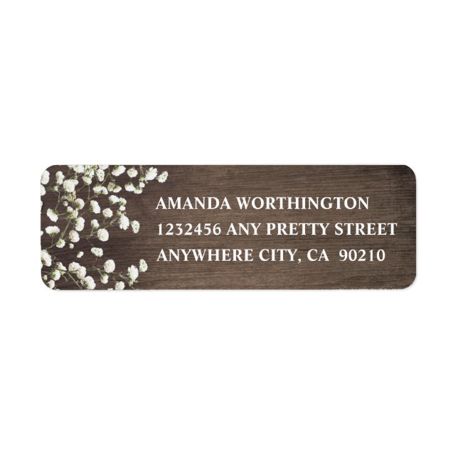 Gipskraut Barn Wood Wedding Address Labels (Vorne)