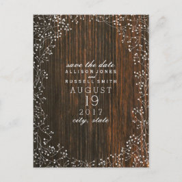 Gipskraut Barnwood Save the Date Inspiriert Ankündigungspostkarte