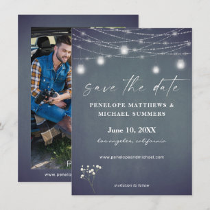 Gipskraut Blue Gray Chalkboard Foto Save The Date
