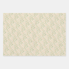 Gipskraut Blume Boho Chic Taufe Hochzeit Geschenkpapier Set