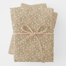 Gipskraut Blume Boho Chic Taufe Hochzeit Geschenkpapier Set
