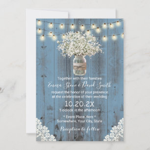 Gipskraut Blume Dusty Blue Barn Wedding Einladung