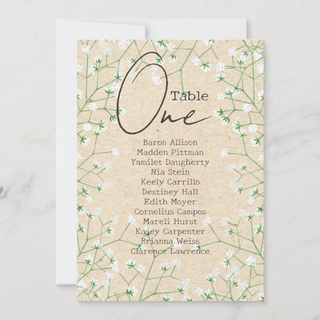 Gipskraut Blume Rustikale Hochzeitssattelkarte Einladung (Vorderseite)