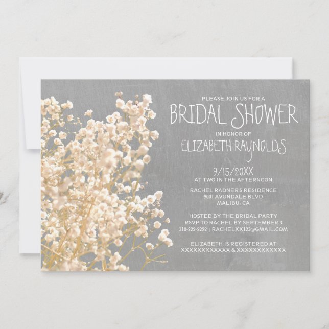 Gipskraut Bridal Dusche Einladungen (Vorderseite)