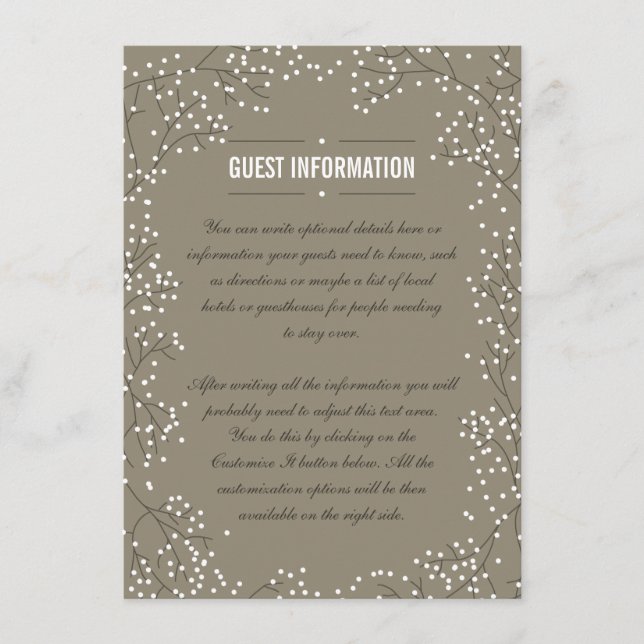 Gipskraut Brown Wedding Card Begleitkarte (Vorderseite)