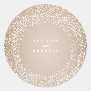 Gipskraut Cardstock Inspiriert Hochzeit Runder Aufkleber