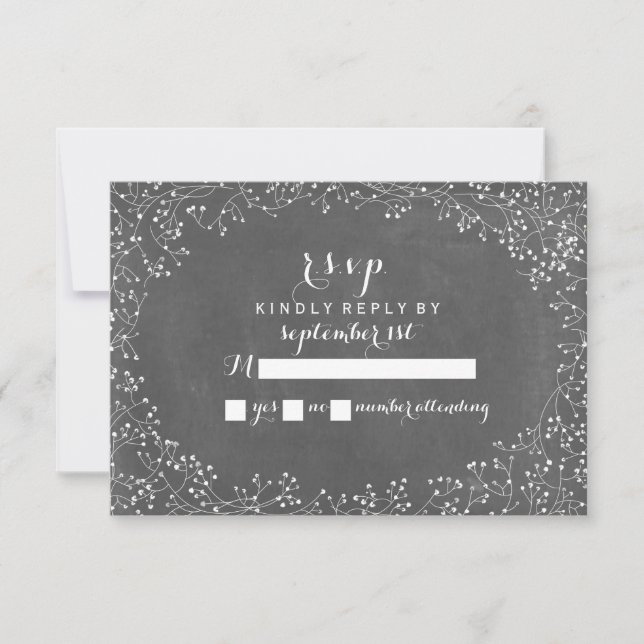 Gipskraut Chalkboard Inspiriert UAWG RSVP Karte (Vorderseite)