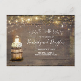 Gipskraut Floral Lantern Rustikal Save the Date Ankündigungspostkarte