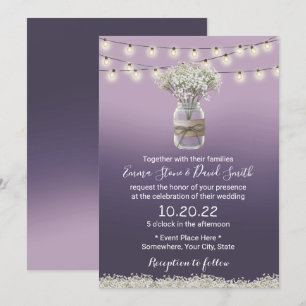 Gipskraut Floral Lila Ombre Rustikale Hochzeit Einladung