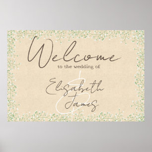 Gipskraut Floral Rustic & Boho Hochzeit Willkommen Poster