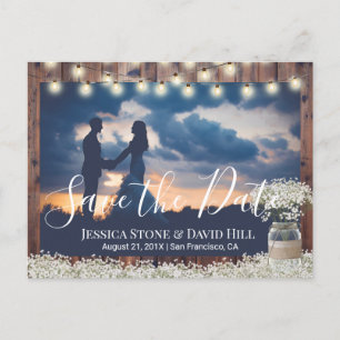 Gipskraut Floral Wedding Foto Save the Date Ankündigungspostkarte