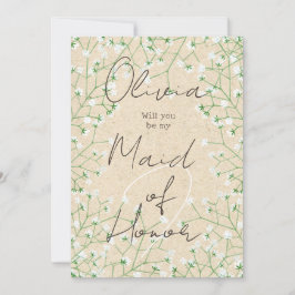 Gipskraut floral werden Sie meine Trauzeugin sein Einladung