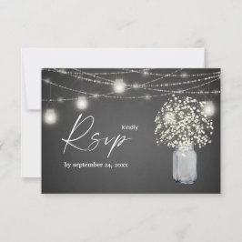 Gipskraut, G Chalk & String Lights mit Mahlzeiten RSVP Karte