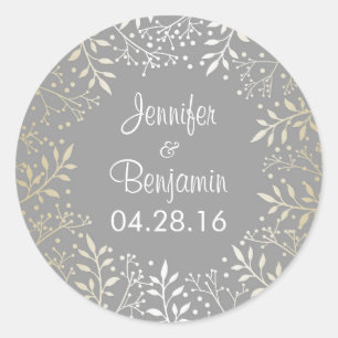 Gipskraut Gold Foil Wedding Runder Aufkleber