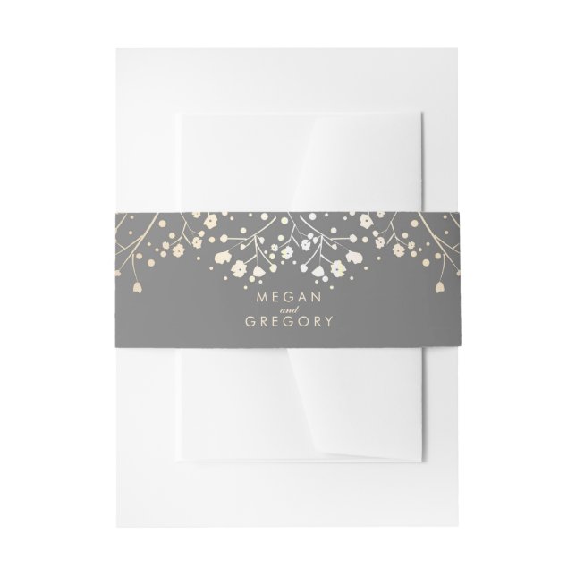 Gipskraut-Goldfolien-Hochzeit Einladungsbanderole (Vorderseite Beispiel)