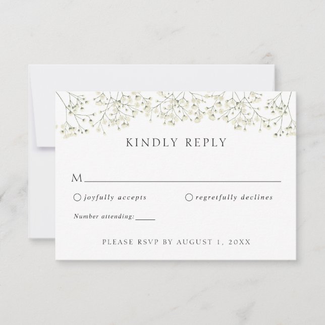 Gipskraut Hochzeit RSVP Einladung zur Reaktion (Vorderseite)