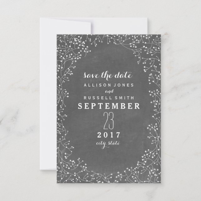 Gipskraut-Kopfplatte Save the Date Inspiriert (Vorderseite)
