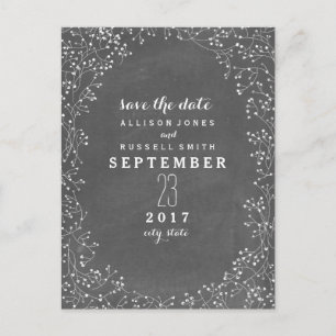 Gipskraut-Kopfplatte Save the Date Inspiriert Ankündigungspostkarte