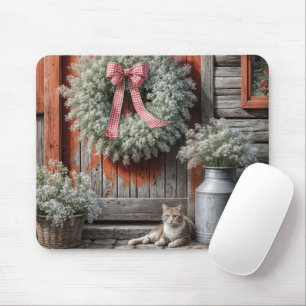 Gipskraut Kranz an einer Bauerntür Mousepad