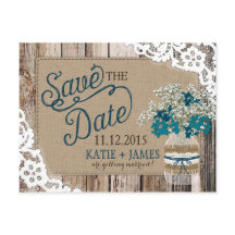 Gipskraut Lace Rustic Wood Save the Date