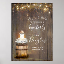 Gipskraut Lantern Rustikale Hochzeit Begrüßungszei Poster