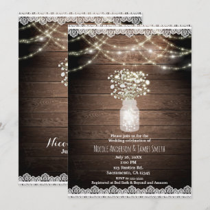 Gipskraut & Lights Rustikale Hochzeitseinladungen Einladung