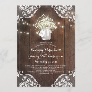 Gipskraut Mason Jar Barn Wood Engagement Partei Einladung