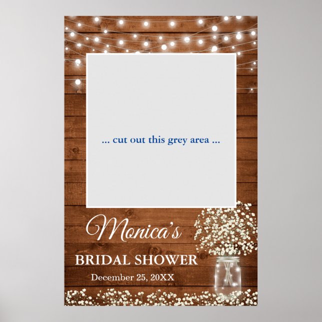 Gipskraut Mason Jar Brautparty Foto Prop Poster (Vorne)