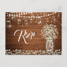 Gipskraut Mason Jar RSVP Card mit Wahlmöglichkeit Postkarte