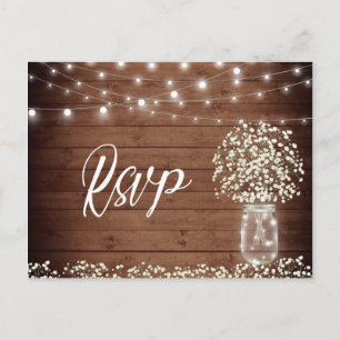 Gipskraut Mason Jar RSVP Card mit Wahlmöglichkeit Postkarte