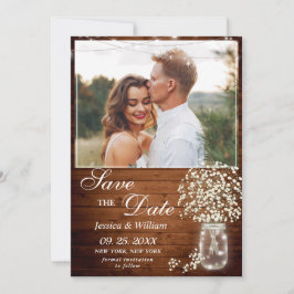 Gipskraut Mason Jar Rustic Foto Wedding Save The Date