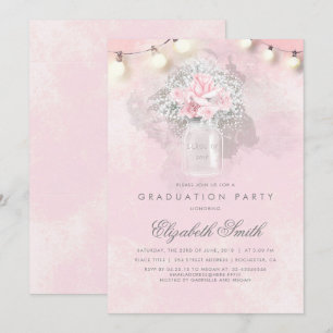 Gipskraut Mason Jar Rustic Graduation Party Einladung
