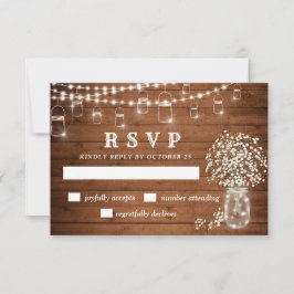 Gipskraut Mason Jar Rustic RSVP Card