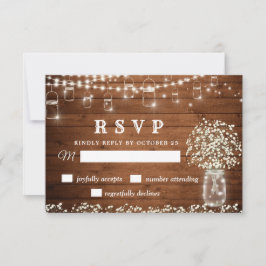 Gipskraut Mason Jar Rustic RSVP Card