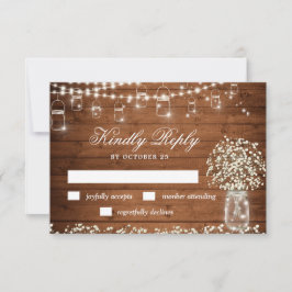 Gipskraut Mason Jar Rustic RSVP Card