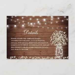 Gipskraut Mason Jar Rustic Wedding Details Begleitkarte