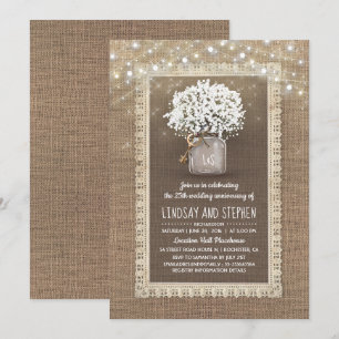 Gipskraut Mason Jar Rustic Wedding Jubiläum Einladung
