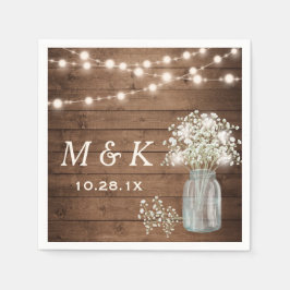 Gipskraut Mason Jar Rustic Wedding Monogram Serviette