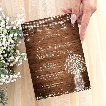Gipskraut Mason Jar Rustic Wood Wedding